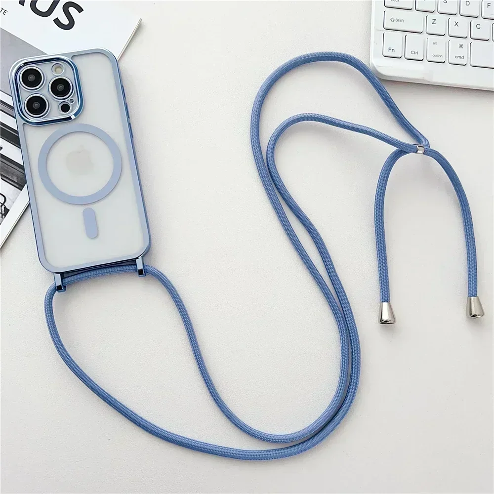 Versatile Clear Phone Case with Magnetic Necklace Cord and Lanyard