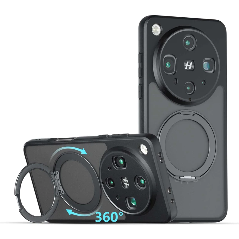 ELVEV Magnetic Shockproof Matte Phone Case with Rotating Ring Bracket