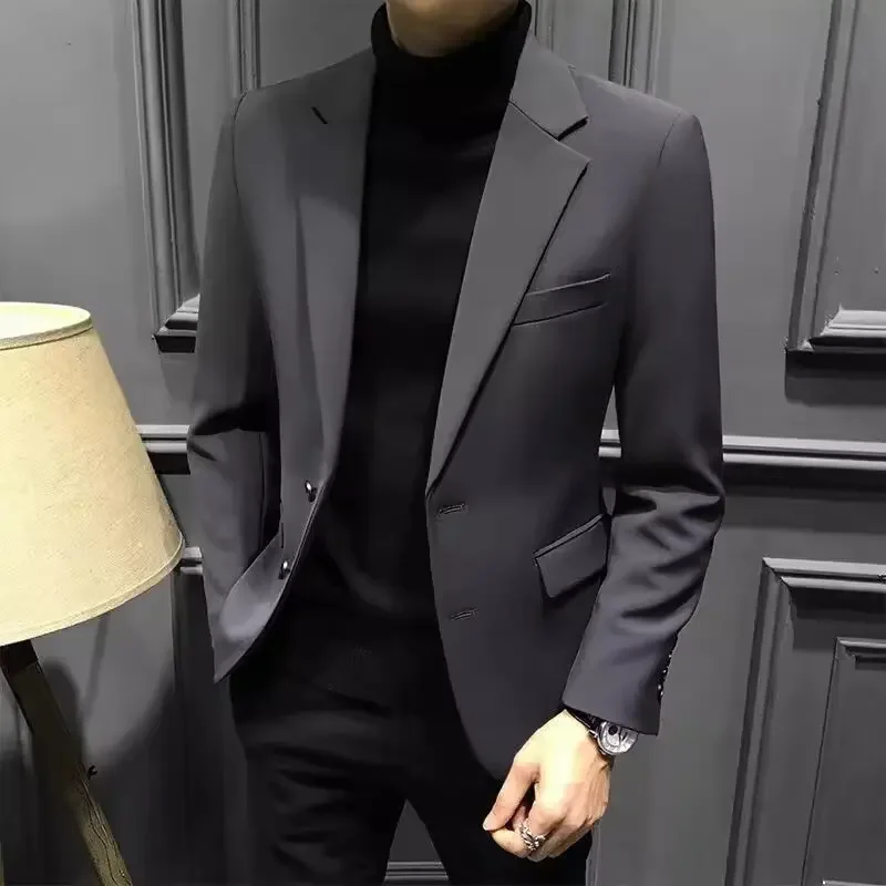 Slim Fit Casual Style Gold Thread Embroidered Youth Fashionable Spring Autumn Business Suit Jacket Korean Version Single Button