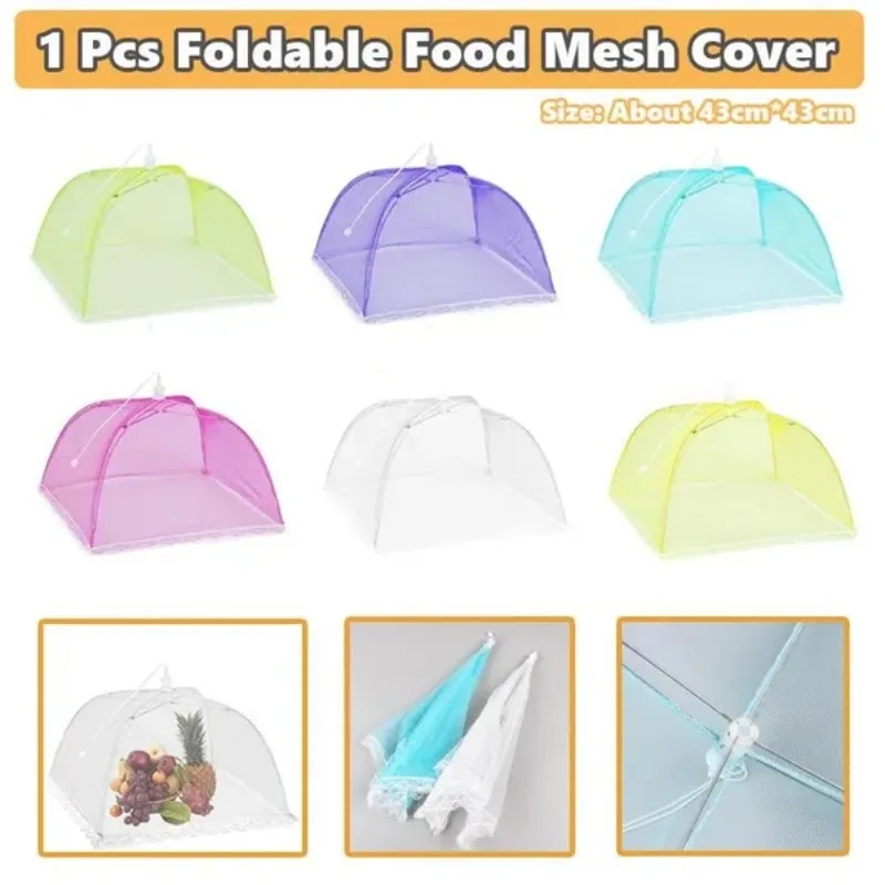 Foldable Food Mesh Covers Anti Fly Mosquito Net Cover Umbrella Picnic Protect Dish Mesh Kitchen Accessories 1 Pc