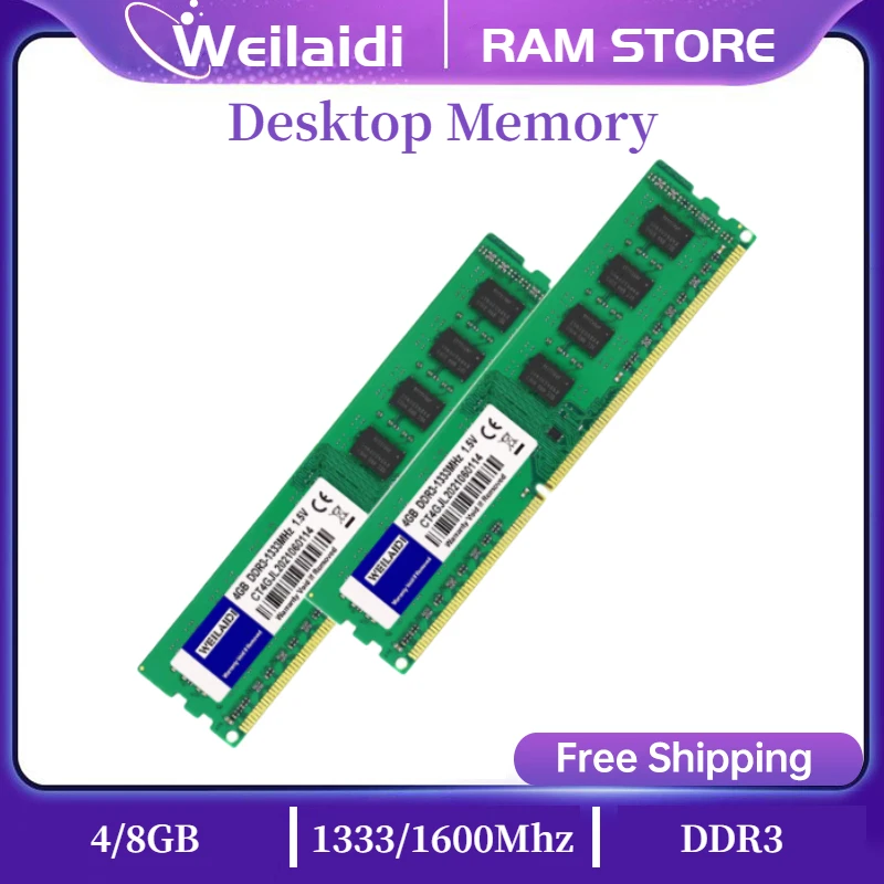 

DDR3 8GB 4GB 1600Mhz 1333 Desktop Memory Ram 1.5V DIMM 240-Pins Non-ECC Unbuffered Only For AMD Motherboard CPU Generic