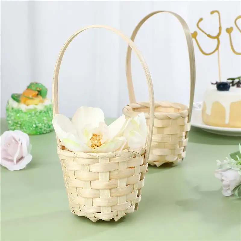 5pcsBambooWeavingBasketsEmptyFlowerBasketsWeddingFlowerGirl