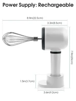 USB Rechargeable Electric Hand Blender Wireless Portable Hand Whisk Rechargeable 3-Speed And 2 Whisk For Baking Whisk Milk Cream 2