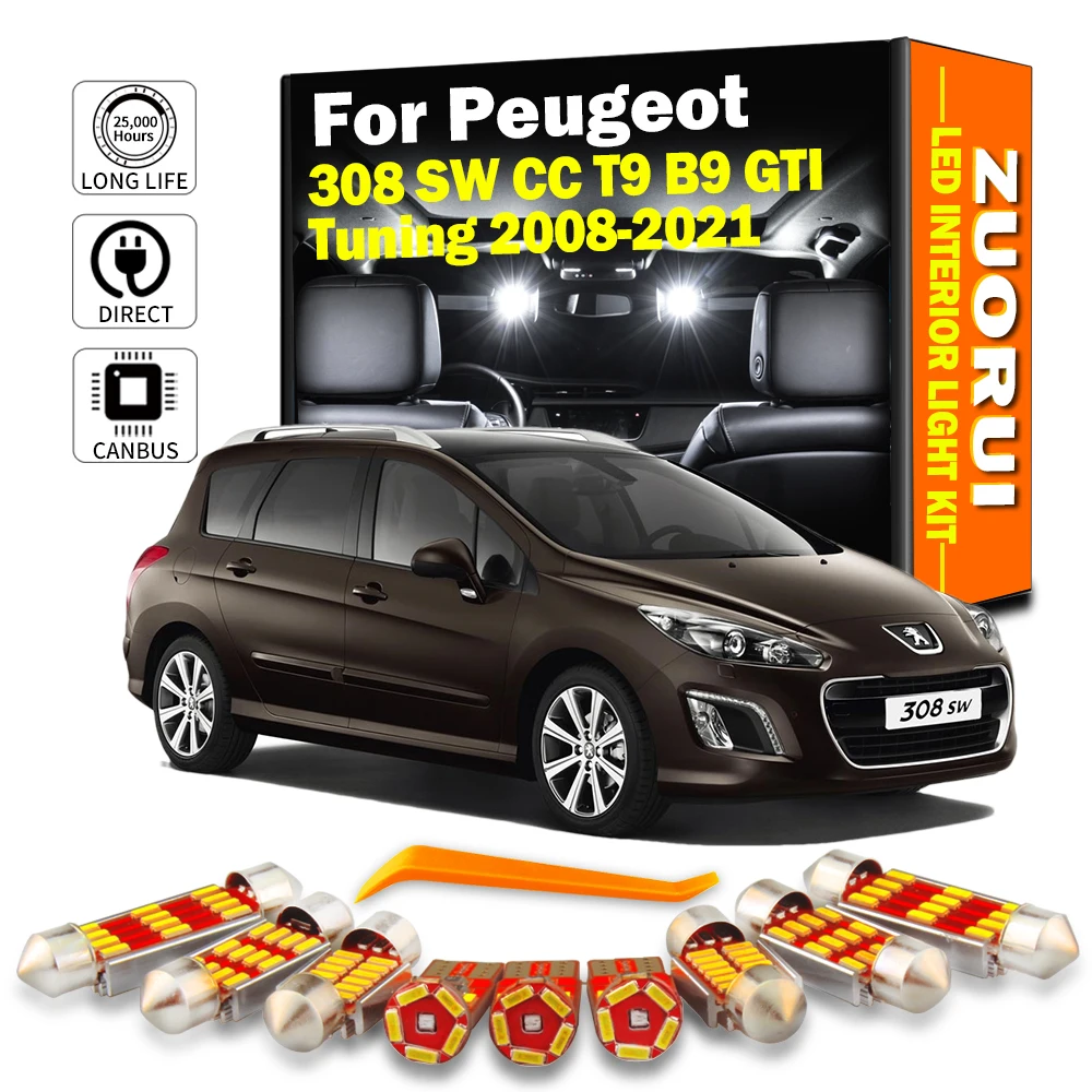 Luci Targa T10 W5W 9 LED Canbus 6000K Bianco Peugeot 3008 Restyling