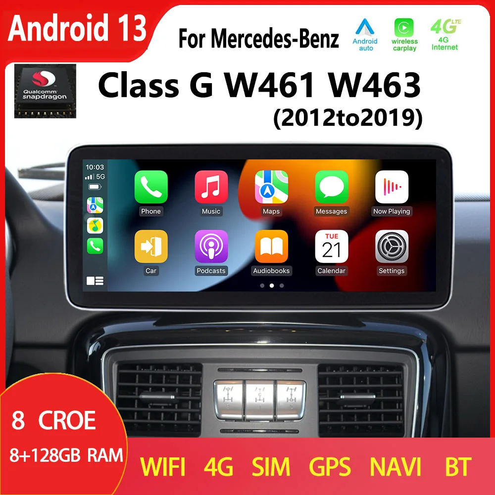 

W461 Android 13 Wireless CarPlay For Mercedes Benz G Class W463 Car Radio GPS Navigation Multimedia Player HD Touch Screen