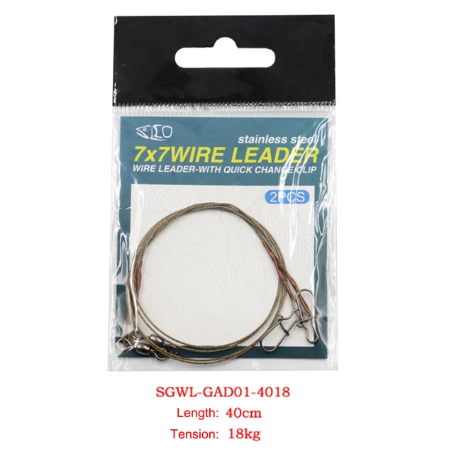 2pcs Stainless Steel Wire Leader Fishing Leash with Rolling