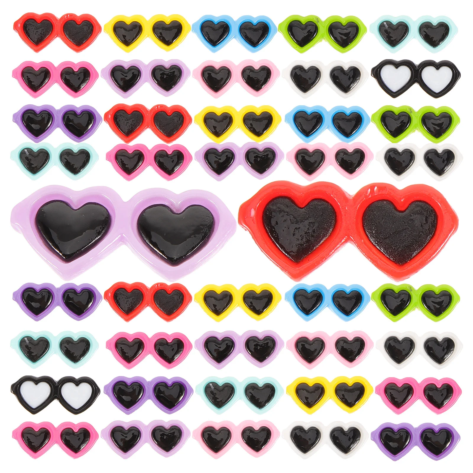 

80 Pcs Resin Mini Sunglass Beads DIY Supplies Sunglasses Flatback Charms Heart Shaped for Crafts Cartoon Ornaments Jewelry