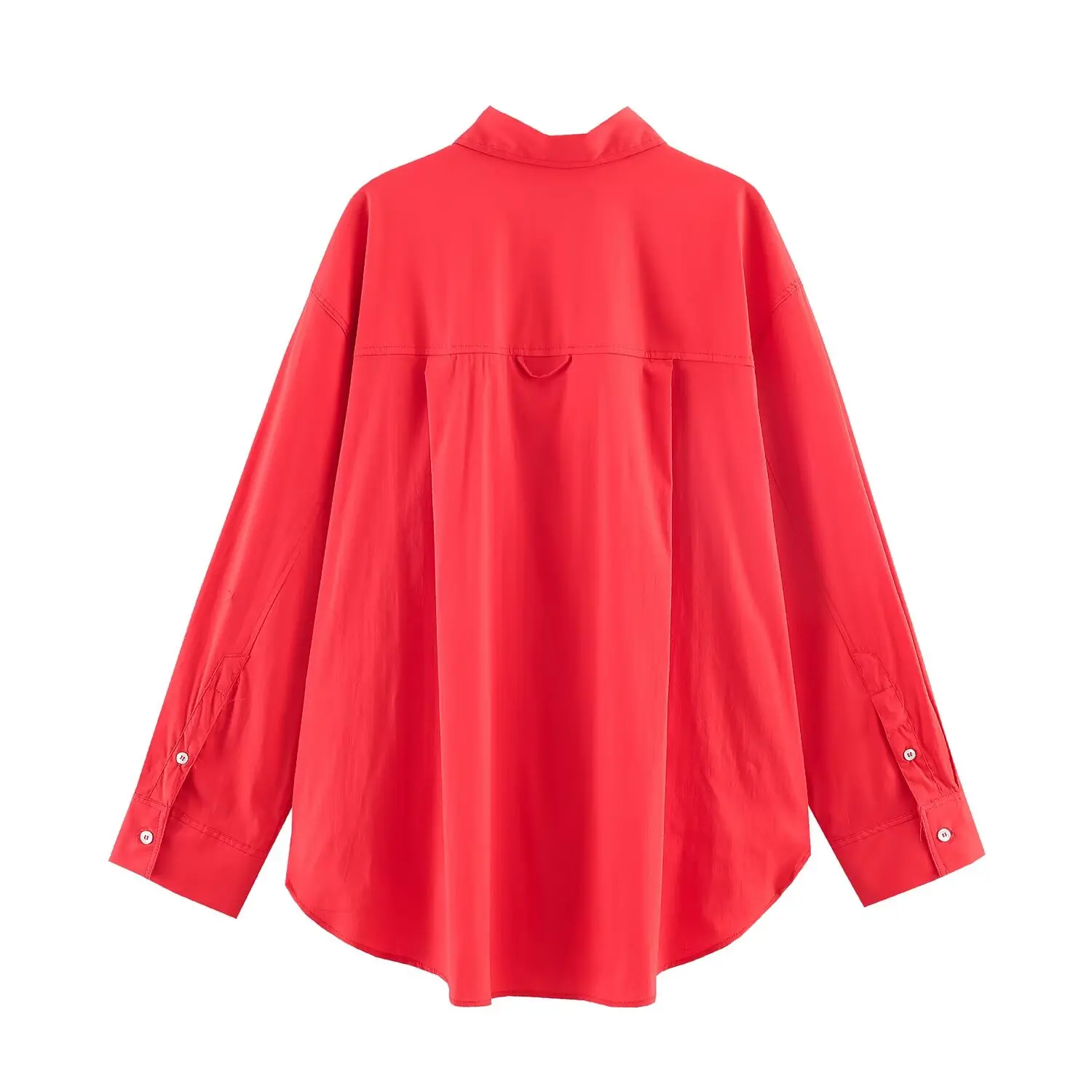TFMLN Modische Damenbluse, locker geschnitten, langärmlig, Vintage-Stil, Frühling/Sommer 2026, lässige Bluse mit Taschen und Knöpfen – Detail 3
