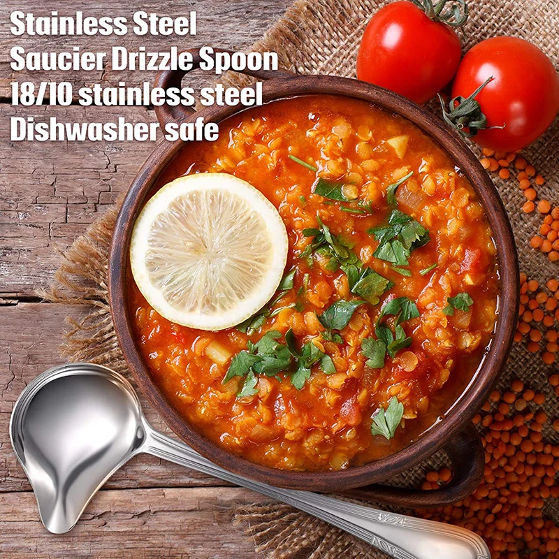 Sauce Ladle with Pouring Spout Stainless Steel Sauce Drizzle Spoon 1/2Pcs kitchenware accessories