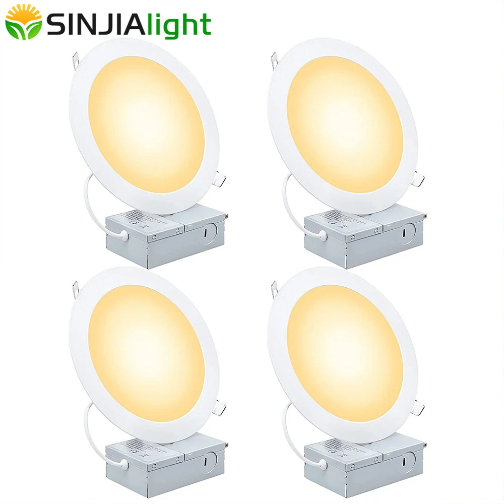 

4 Pack 7 Inch Ultra-Thin 18W LED Recessed Ceiling Light with Junction Box Led Panel Lights Downlight for Office Home Decor