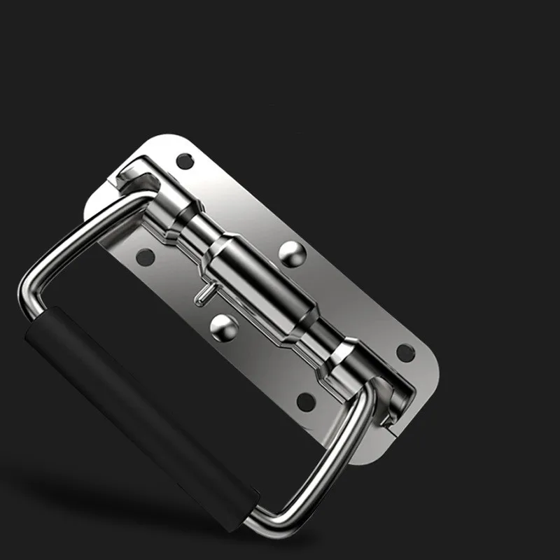 304 Stainless Steel Folding Handle Toolbox Movable Handle Wooden Box Ring-Handle Industrial Equipment Box Spring