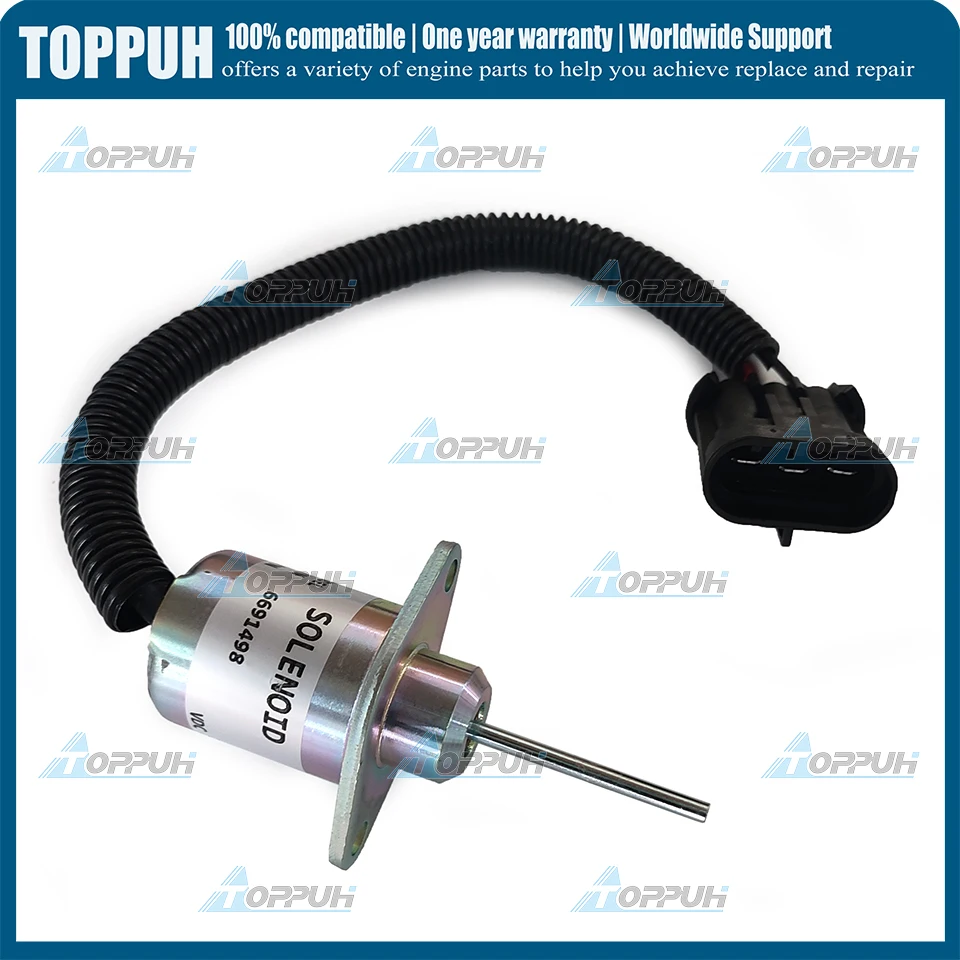 12V 6691498 Fuel Shutoff Solenoid For Bobcat 6691498 325 328 329 331 334 335 337 341 425 428 1503ES-12A5UC4S 1G925-60011 Solenoid Repair Kit