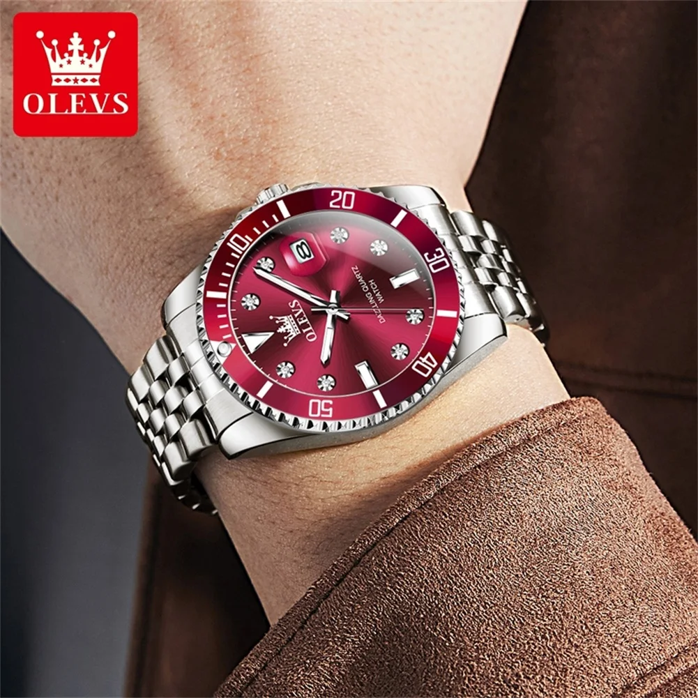OLEVS Orologio da uomo con fasi lunari, multifunzionale, tre piccoli quadranti, impermeabile, luminoso, cinturino in pelle di alta qualà, orologi da uomo  1511