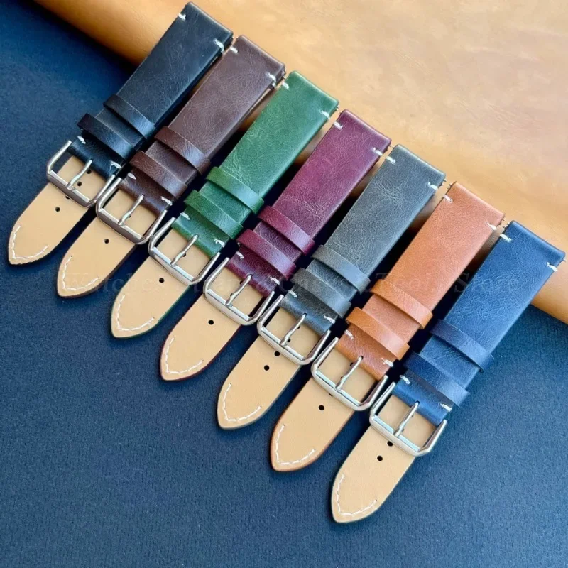 Classic Retro Leather Quick Release Watch Band - Premium Strap Replacement