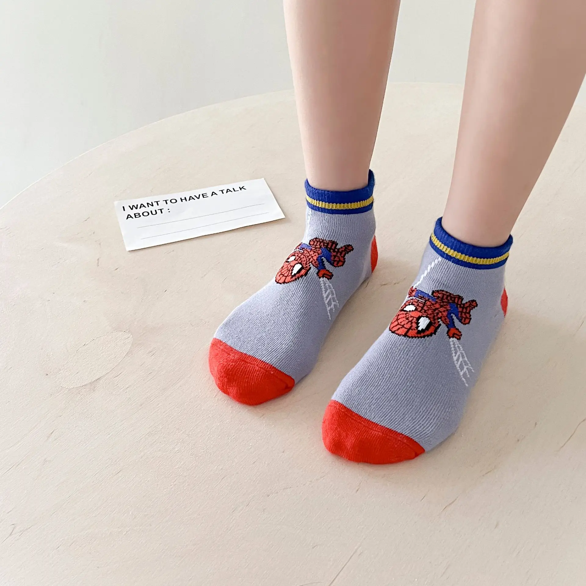 5 Pairs Spiderman Cotton Children's Socks kids Boys Short Socks Cartoon Baby Spring Summer Sock 1-12 Y 4