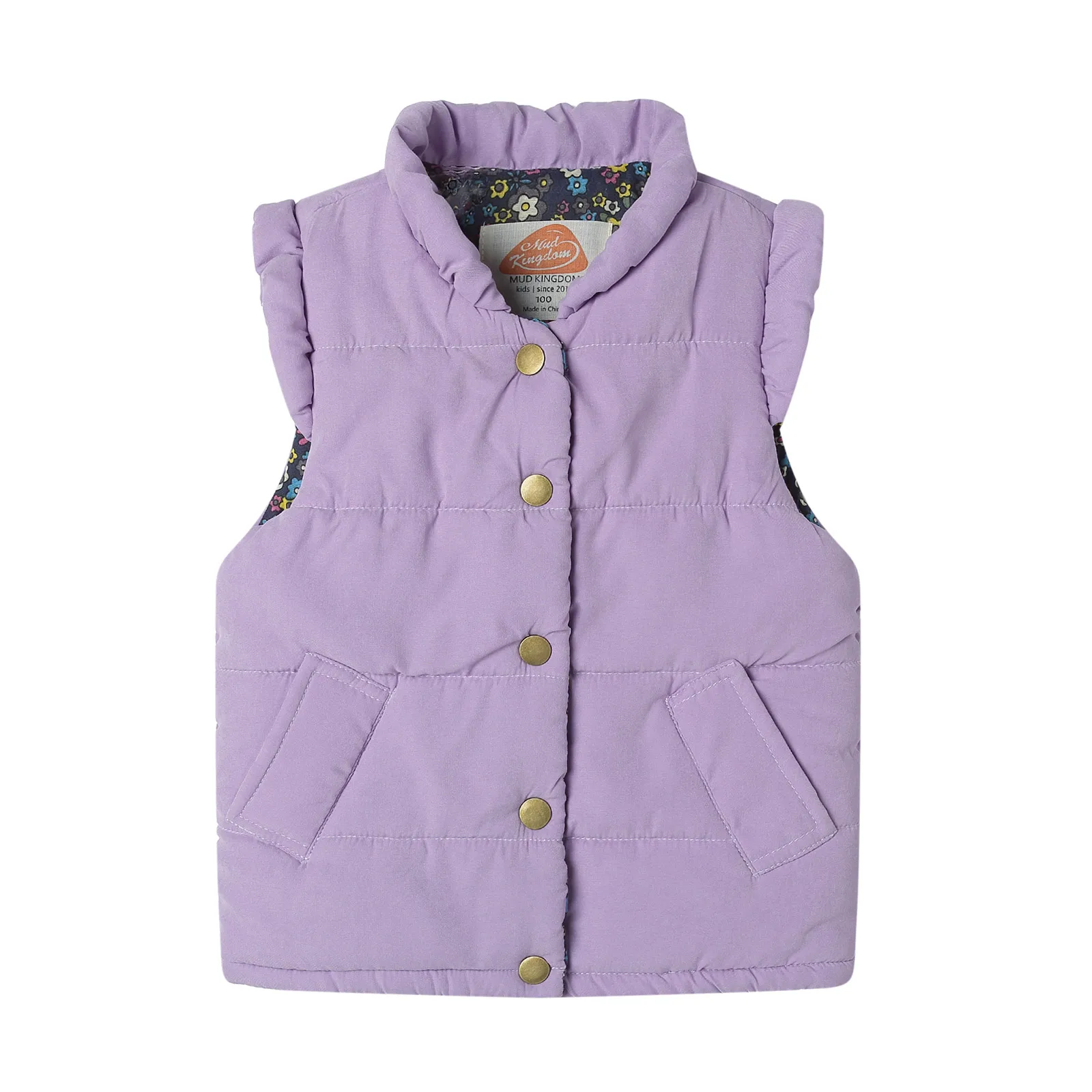 Mudkingdom Lightweight Girls Vest Jacket Snap Button Down Girls Sleeveless Outerwear Winter Waistcoat Gilet Puffy Coats