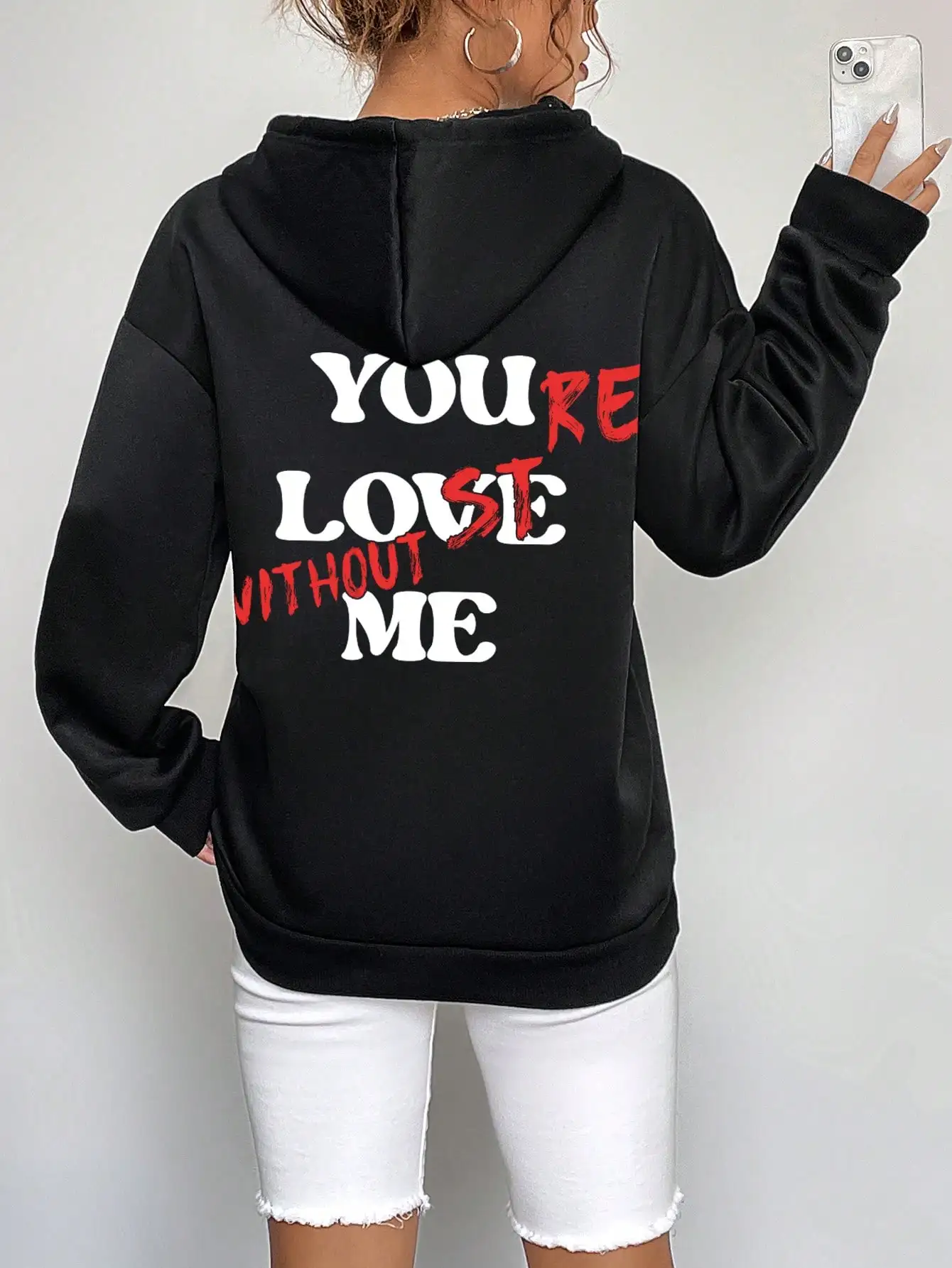 

You Love Me Letter Street Style Prints Hoody Woman Autumn Comfortable Hoodie Casual Fleece Sweatshirts Trendy Warm Female Top