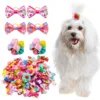 100PCS Pet Bowknots For Dogs and Cats Handmade Dog Bows With Rubber Bands Removable Dog Grooming Accessories Pet Supplies 4