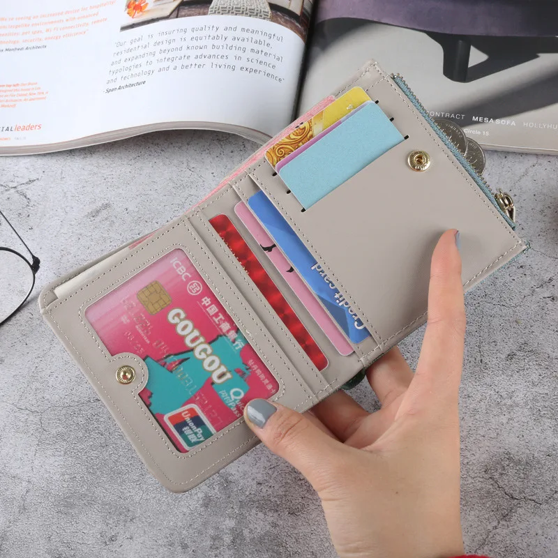 2024 Women Embroidery Cat Purse Zipper Coin purse Short Mini Cards Holder For Girl purse