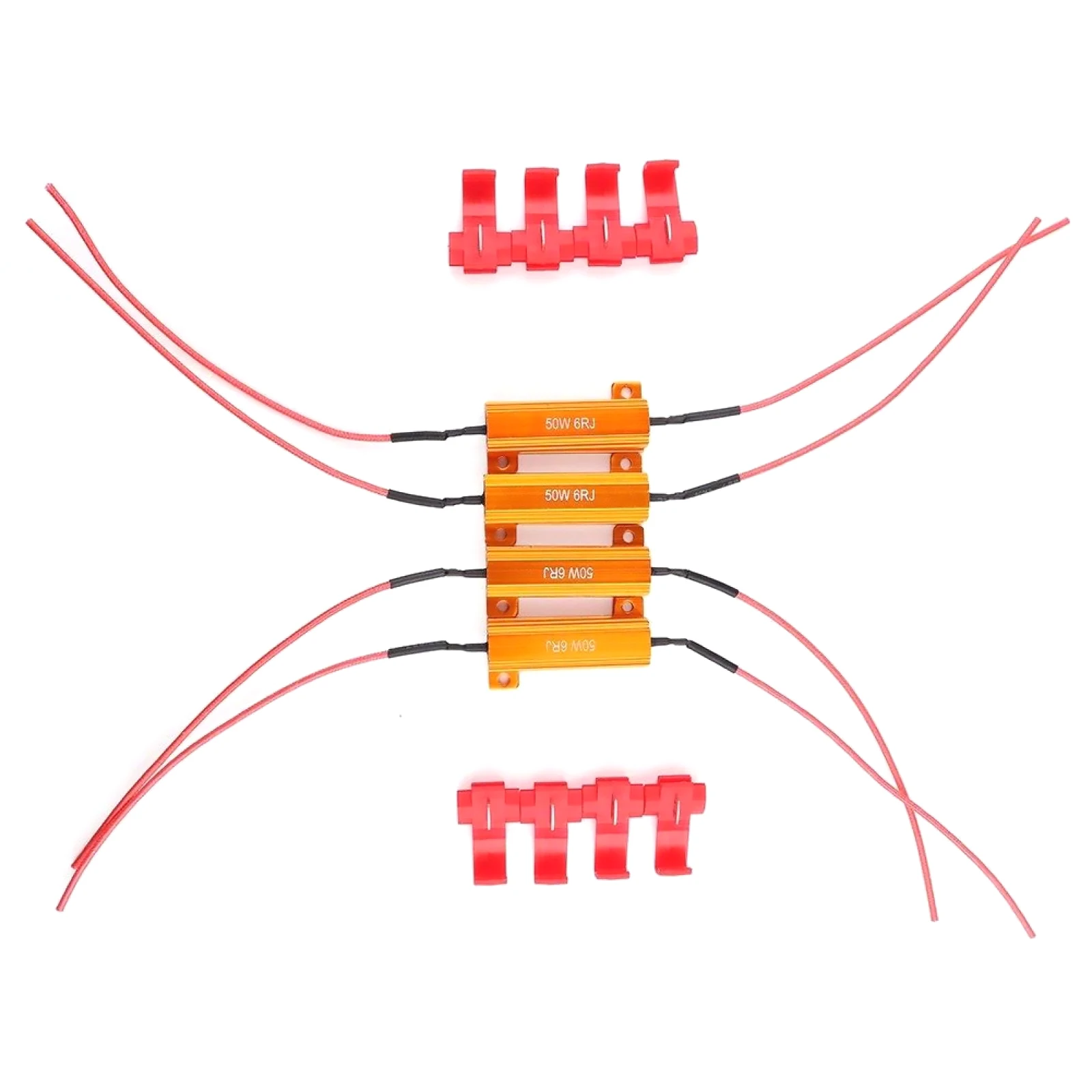 4Pcs/Set Load Resistors For LED Light 50W 6RJ Wirewound Resistor Aluminum Shell Power Resistors For Car Flash Turn Signal Lamp