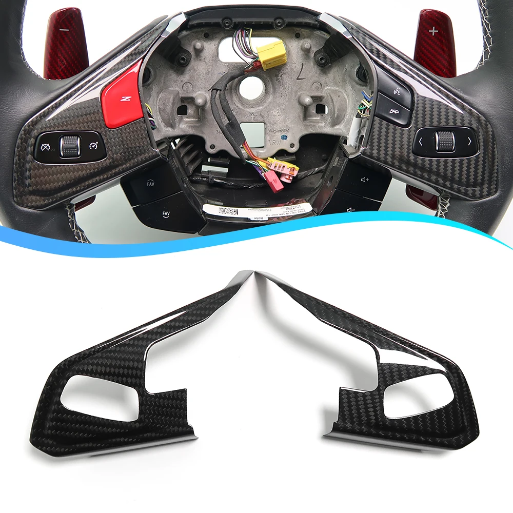 For Chevy Chevrolet Corvette C8 Stingray Coupe 1lt Z06 2020-2022+ Glossy  Black Genuine Carbon Fiber Steering Wheel Cover Trim Steering Wheels   Horns AliExpress