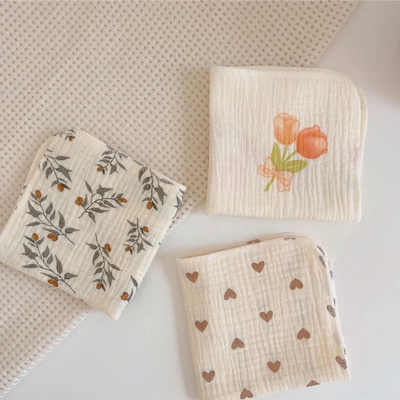 Baby Washcloth with 4-layer Baby Towel Reusable Cotton Square Face Shower Bath Towel Soft Wiping Bathing Feed