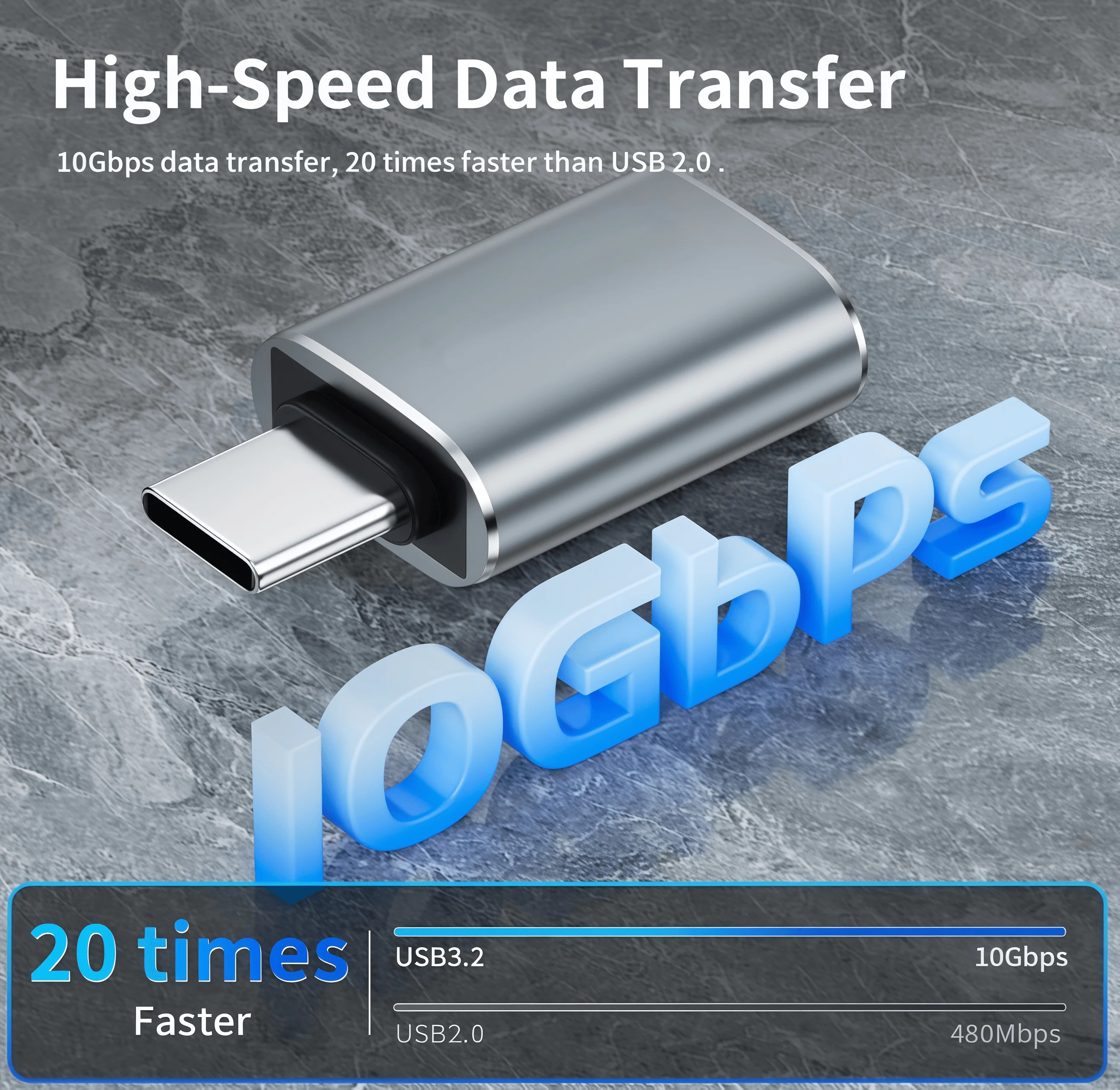 USB C-USB 어댑터 USB 3.2 암-타입C 수 OTG 어댑터, 100W 고속 충전 10Gbps 전송, 맥북 프로/에어 등에 사용 가능