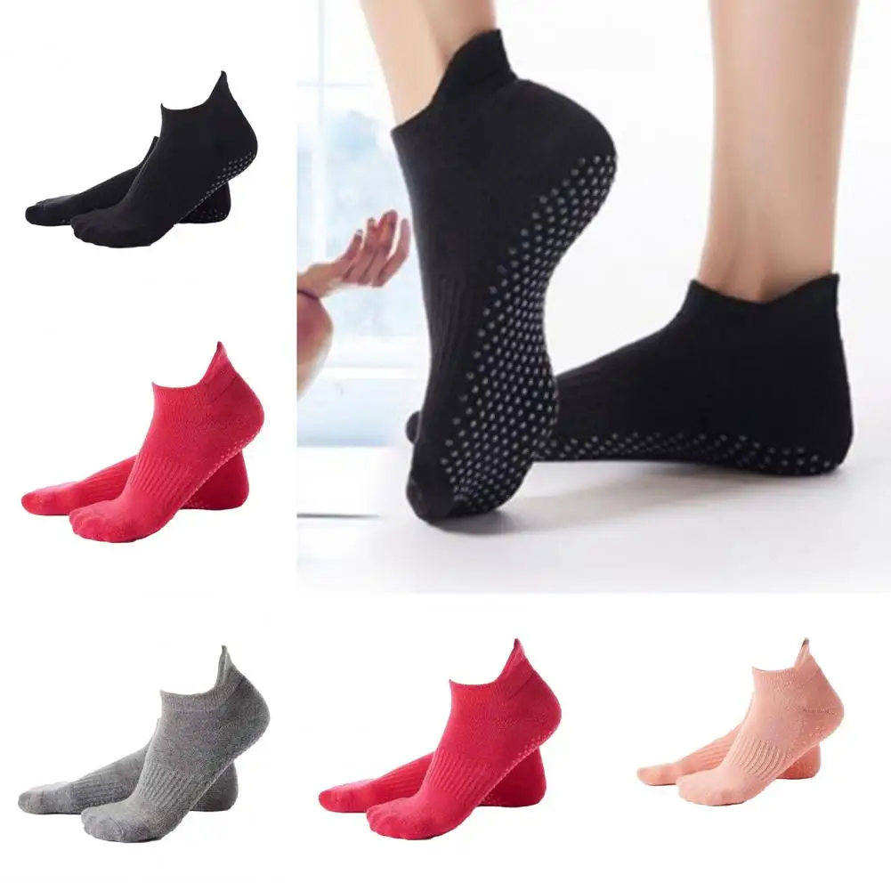 

1 Pair Yoga Socks Elastic Sweat Absorption Moisture Removal Breathable Foot Wearing Cotton Back High Yoga Socks Daily Day