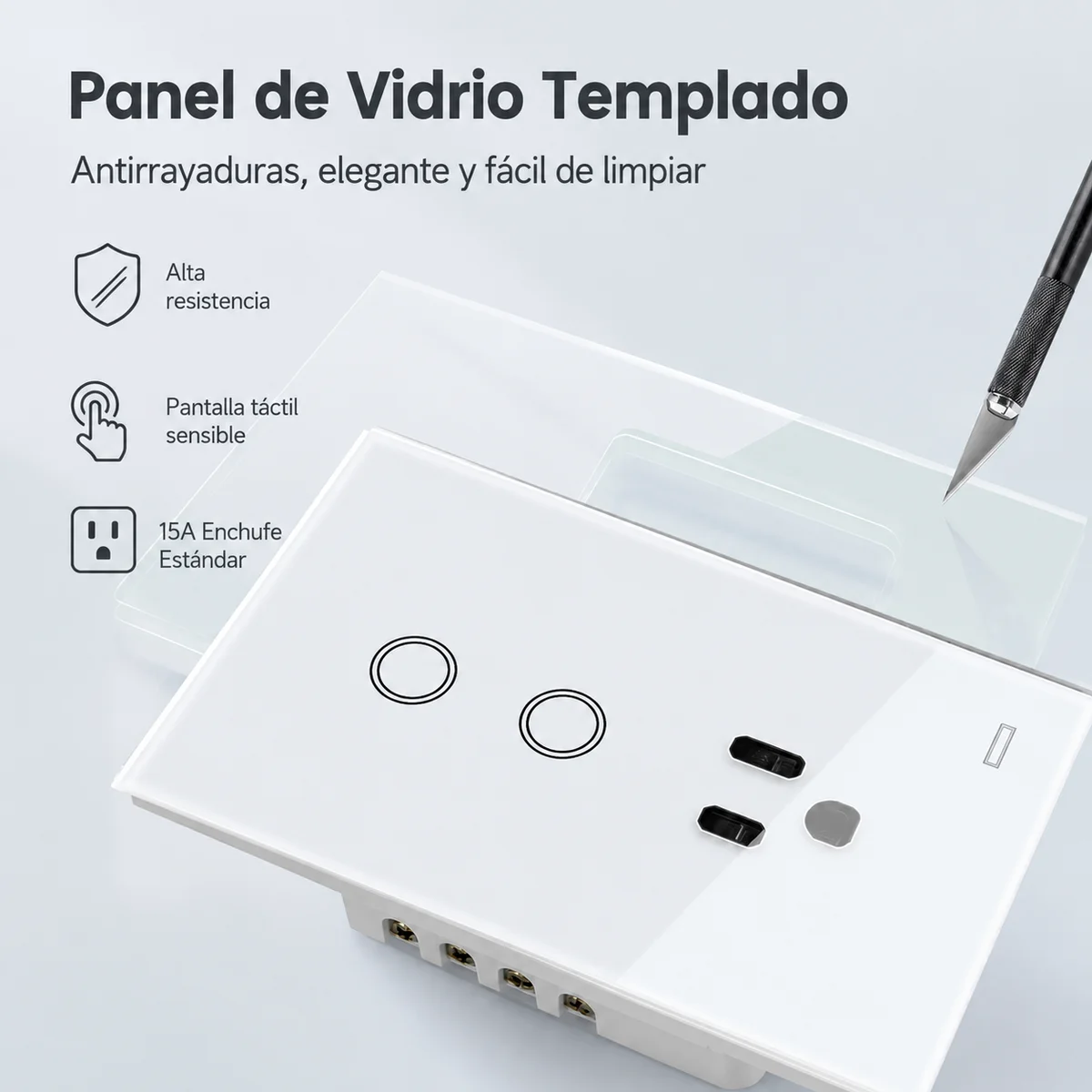 Melery AU Smart Tuya WiFi Light Switch Argentina Plug Australia Outlet Touch Glass Wall Socket Remote by Alexa & Google Home — view 4