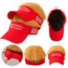 Trump 2024 Wig Hat Baseball Cap Make America Great Again Slogan Embroidered Hat Support Donald Trump President Hat with Hair 1