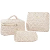 3 Pcs Cosmetic Bag Set Women Floral Makeup Pouch Japanese Flower Printed Quilted Skincare Storage Bag Aesthetic Beauty Wash Bags 2
