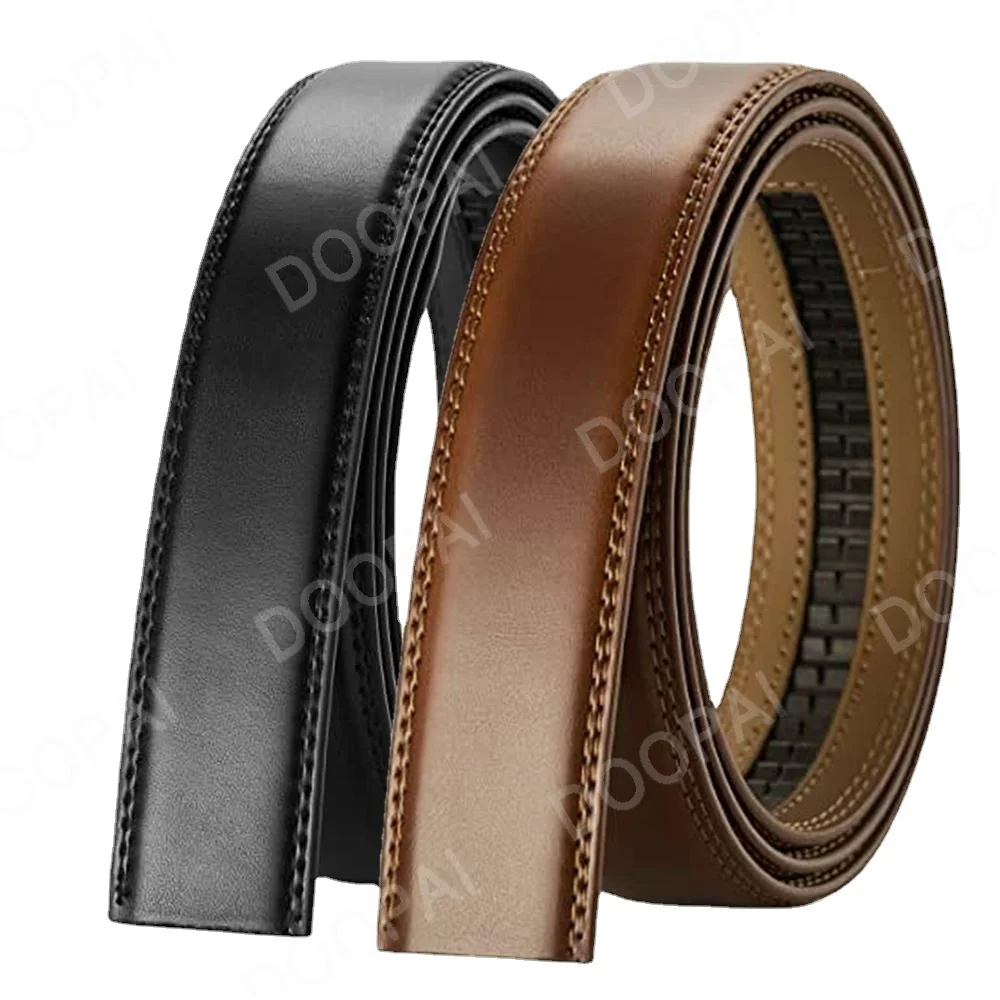 Automatic Men's Blue Cowskin Leather 31mm Width Belt Strip without Buckle main image 0