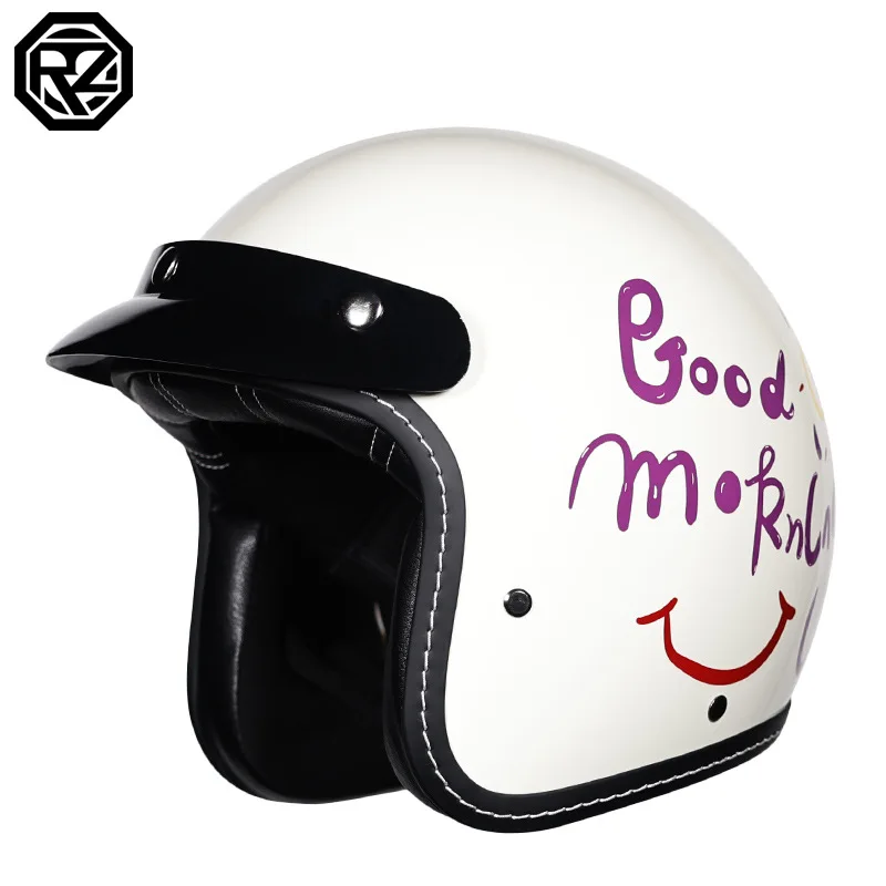 Retro 3/4 Moto Open Face Casco Jet Scooter Cafe Racer 3/4 Chopper Casco Moto Vespa Caschi Moto Vintage Kask