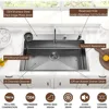 33in Waterfall Kitchen Sink with Faucet Single Bowl Drop in Sinks, 16 Gauge Stainless Steel, Kitchen Sink with 7 Accessory 4