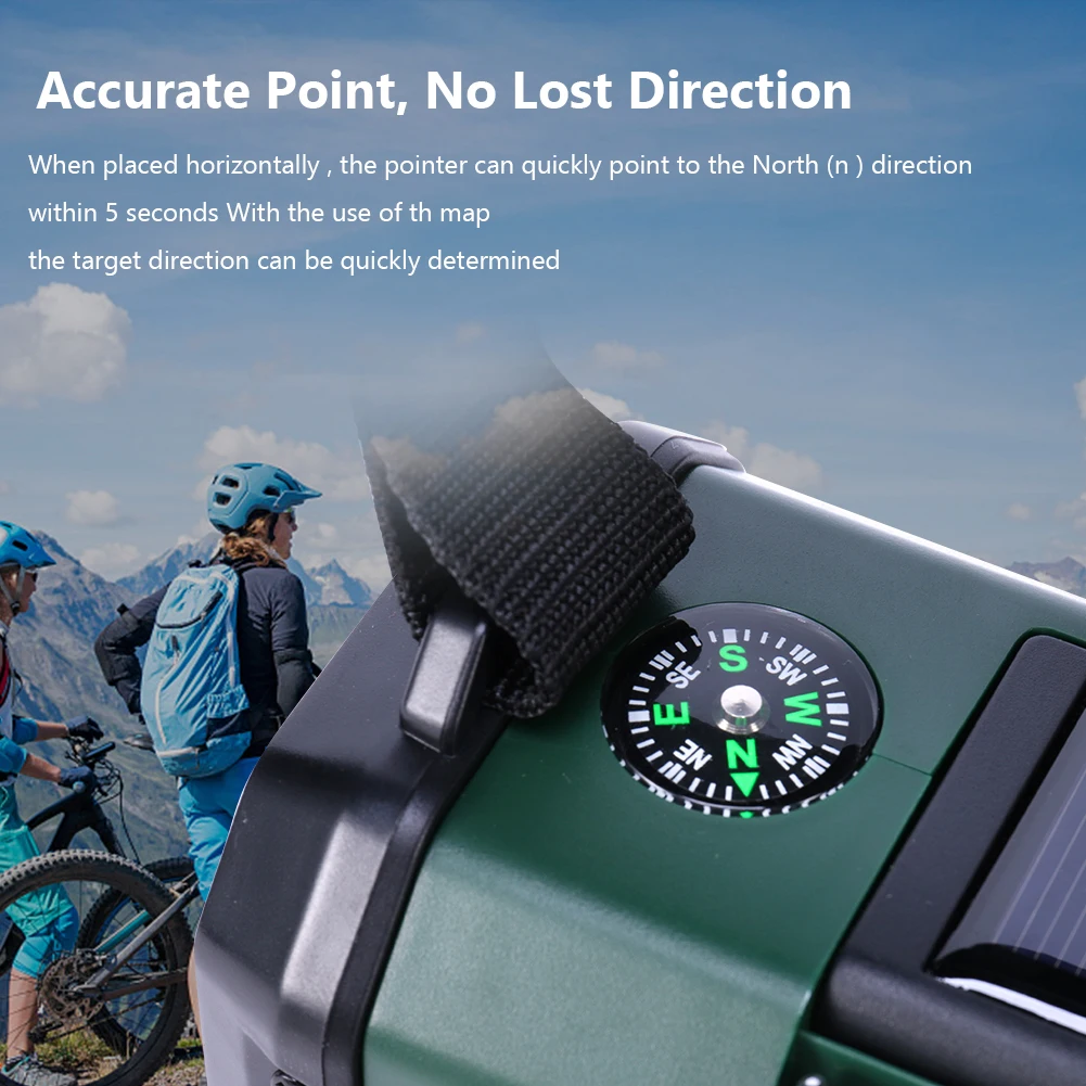 Solar Emergency Radio Hand Crank 10000mAh Type-C Rechargeable AM FM Receiver SOS Alarm Camping Survival Radios With Solar Panel