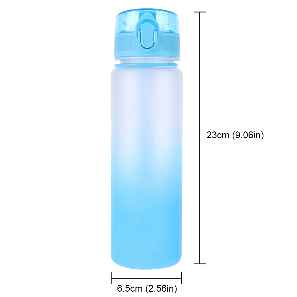 Frosted Water Bottle 500ml Leakproof Dazzling Color Large Capacity Gradient Cup Outdoor Fitness