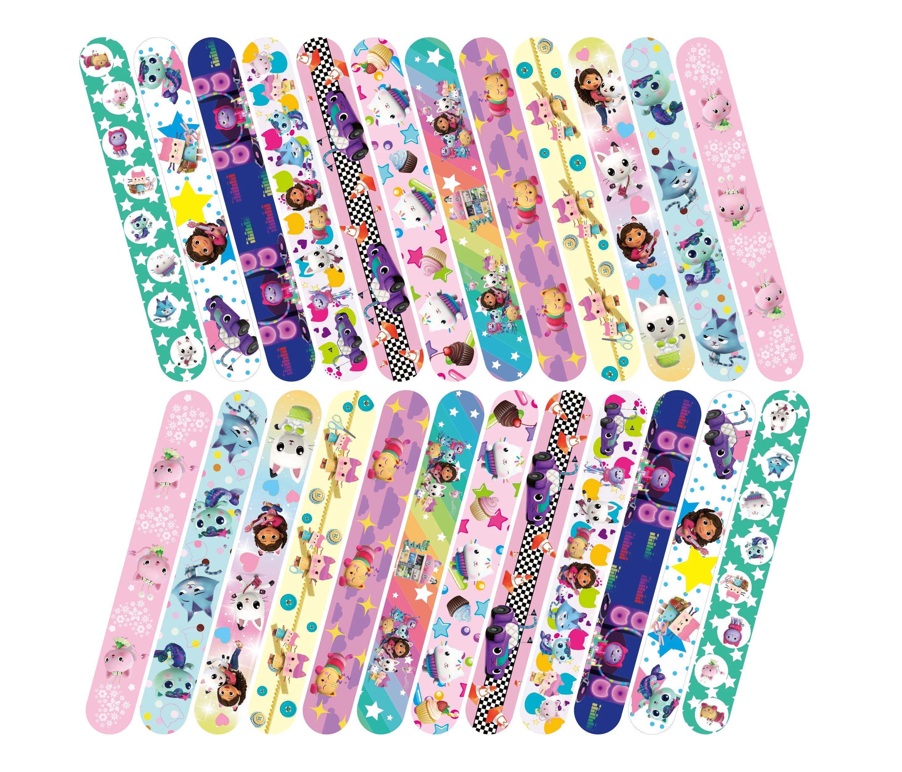 12pcs Gabby Dollhouse Slap Bracelets Cats Party Favors Birthday Party Gifts Baby Shower Decorations Snap Band for Kids Girls