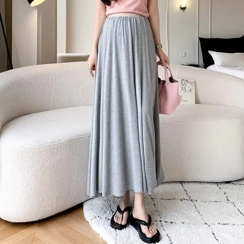 Summer Thin Modal Maternity Full Skirts Summer High Waist Long Loose Pregnant Woman Umbrella Skirt XL 2XL Pregnancy Clothing