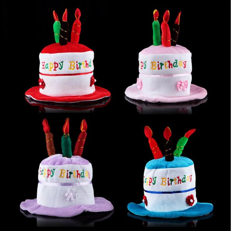 Children Adult Candles Cap Happy Birthday Party Hat Headwear Dress Up Gift Hair Wear Crown Cosplay Pink Blue Wedding Festival