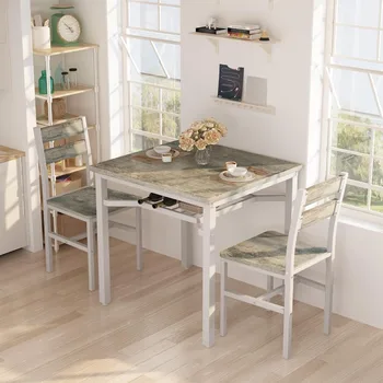 3-Piece Farmhouse Dining Set for 2 1