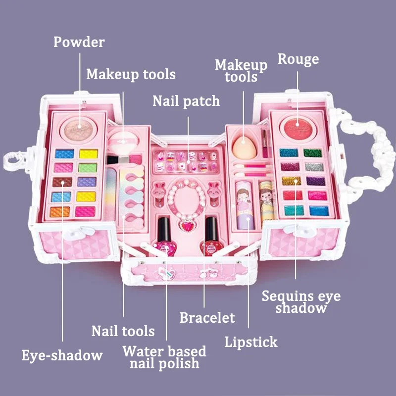 Girl Simulation Pretend Princess Makeup Toys Play House Children Cosmetics Lipstick Eyeshadow Set For Kids Party Cosplay Game