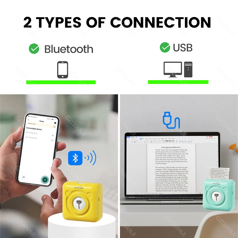 Original Peripage A6 203dpi HD Thermal Photo Printer Mini Pocket Inkless Printer Label Sticker Maker & Color Paper