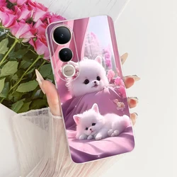 Luxury Bow Flowers Painted Soft Silicone Phone Case Cover for Vivo V50 Lite (6133)