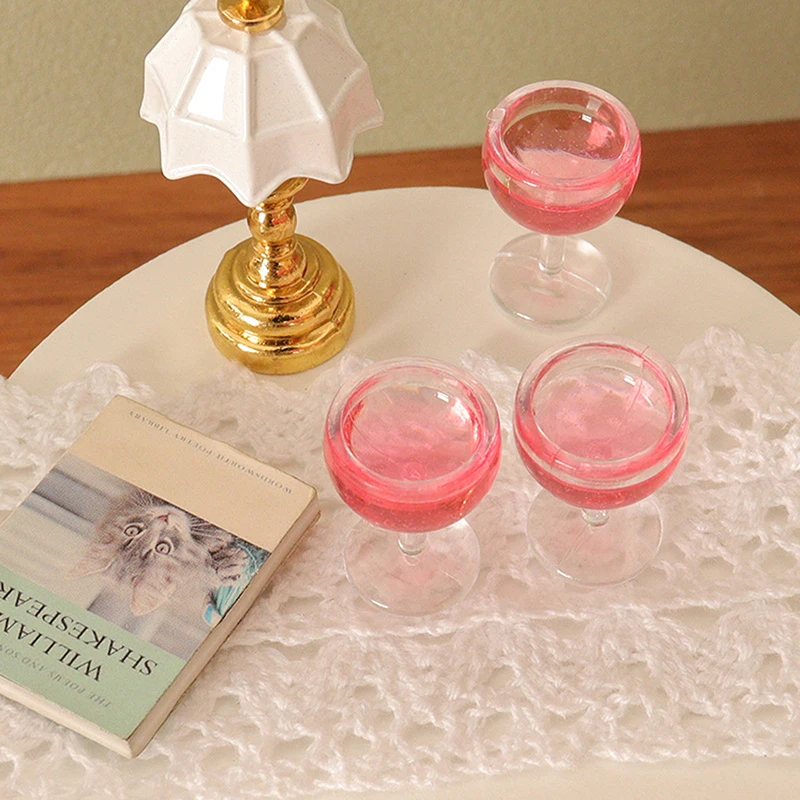 Set of 5 Miniature Red Wine Glasses for Dollhouse Decor and Fairy Garden Display