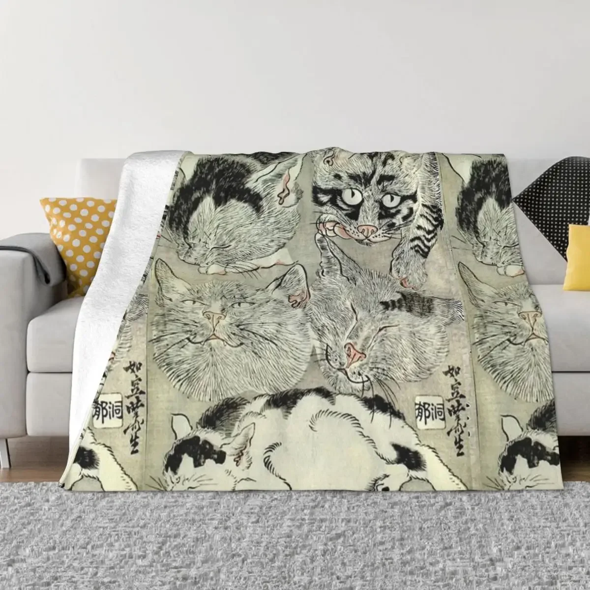 

Cat Lover Art Blankets Coral Fleece Plush Decoration Bedroom Bedding Couch Bedspread