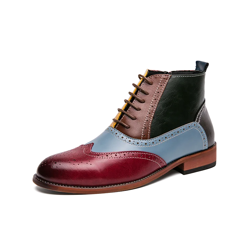 HIGHENDMensLeatherBootsColoredShortBootsMensBusinessShoes