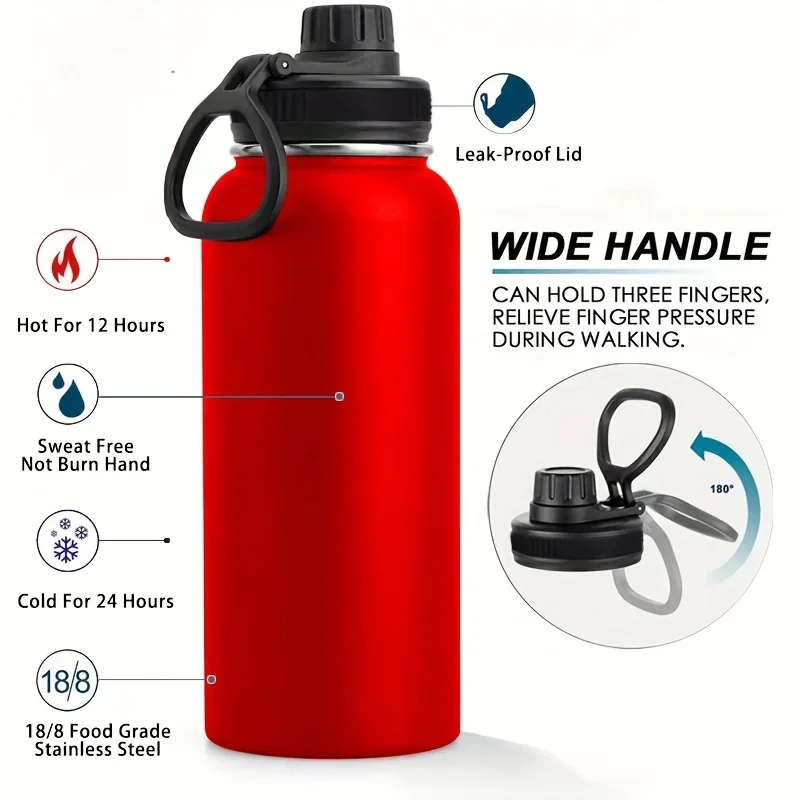Bottiglia Acciaio Inox 1000ml: Borraccia Sportiva A Prova Di Perdite Per Palestra E Campeggio