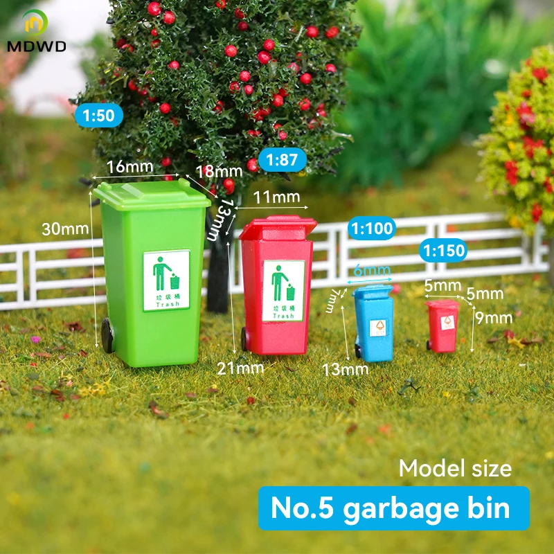 2pcs/Set Dollhouse Miniature Mini Garbage Trash Can Rubbish Bin Toy HO Scale Model Figure Model Train Landscape Diy Accessories 5