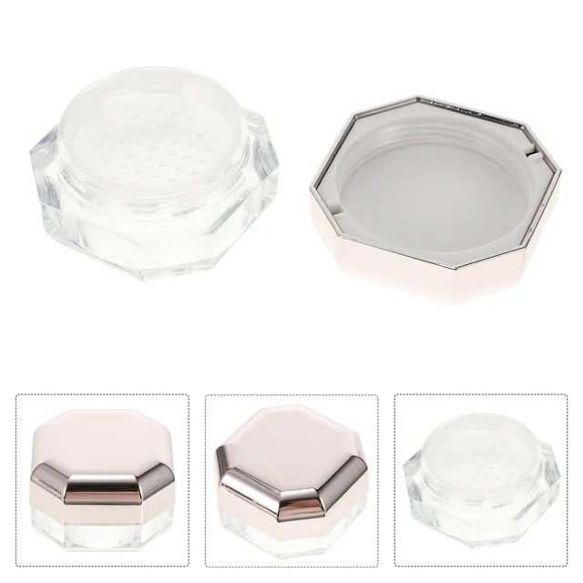 Portable and Stylish Octagonal Makeup Loose Powder Containers