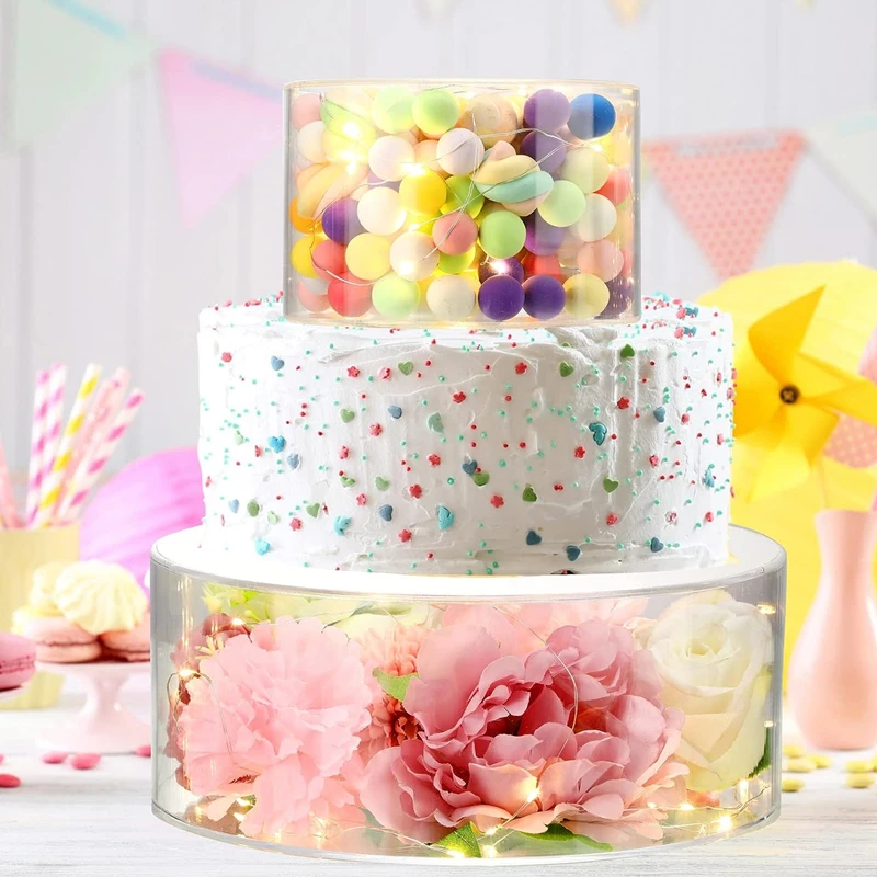 2Pcs Acrylic Cake Stand Fillable Risers with LED Lights, Clear Stackable Cake Display T... - UGI Packaging